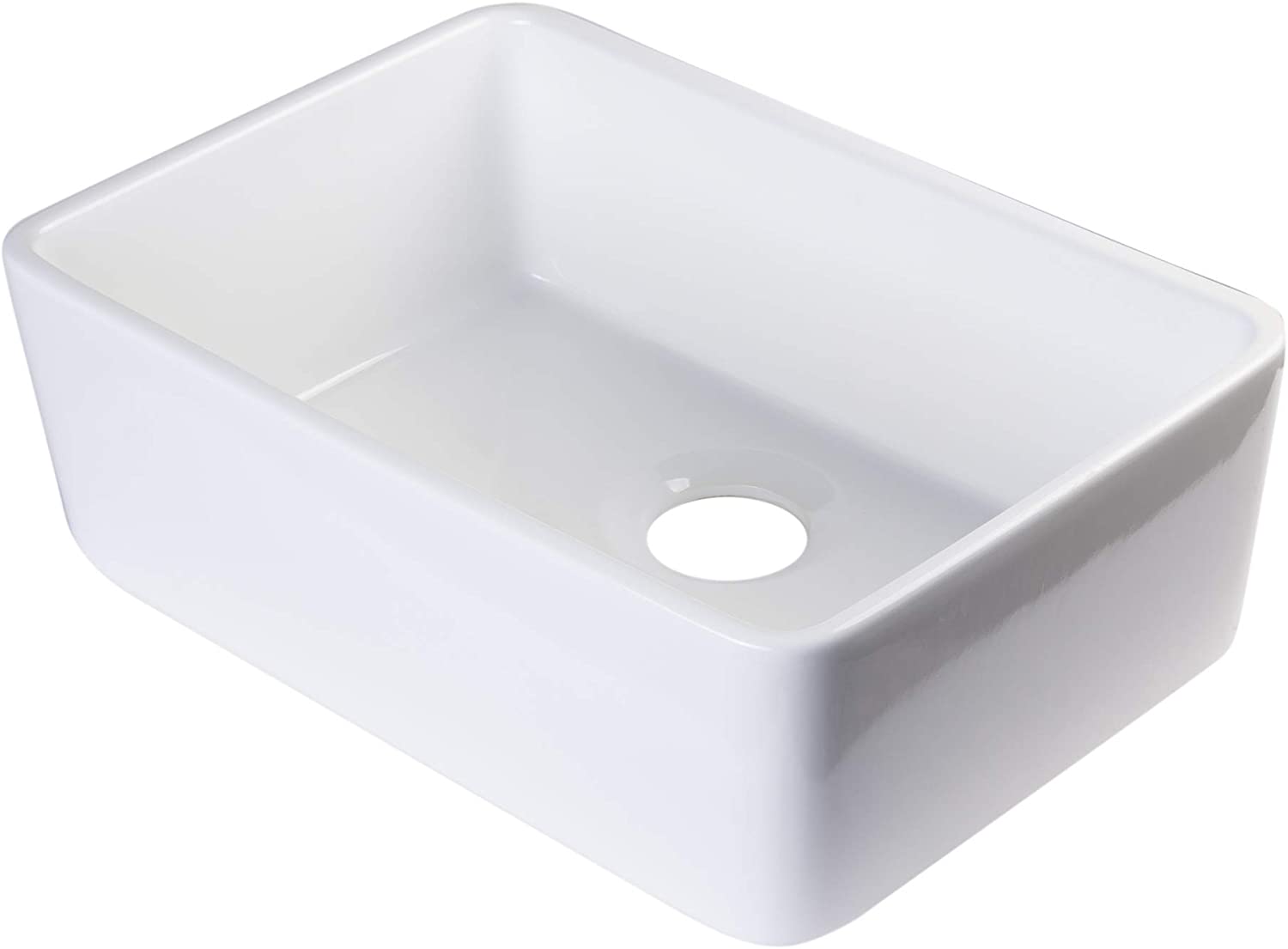 AB503UM-W White Single Bowl Fireclay Undermount Kitchen Sink, 24